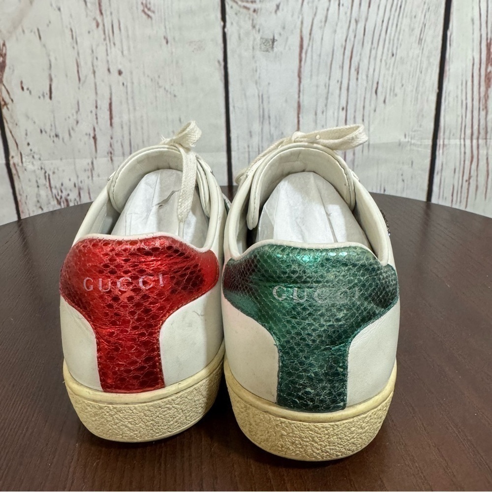 GUCCI ACE SNEAKERS embellished safety pin women’s 6.5 GUC - Picture 12 of 15